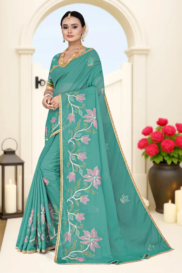 Women's_L.PECH_Floral_Embroidered_Saree_–_Festive_Wear_Star_Georgette_Saree_with_Matching_Blouse_Piece