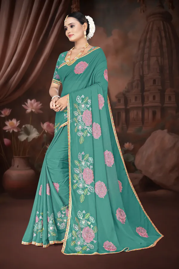 Women's_FIROZI_Floral_Embroidered_Saree_–_Festive_Wear_Star_Georgette_Saree_with_Matching_Blouse_Piece