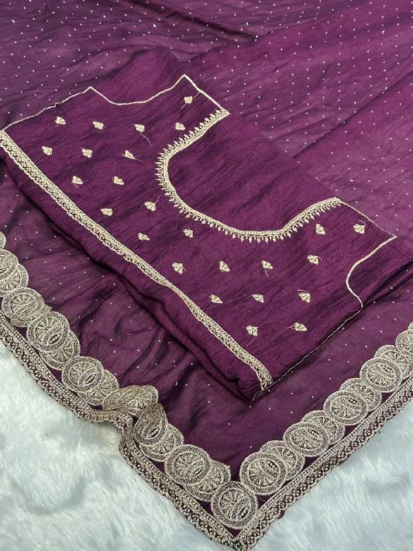 Wine_Vichitra_Silk_Saree_For_Women