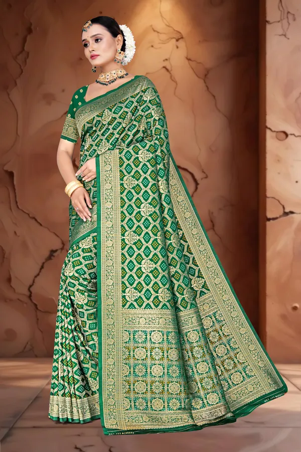 Women's_Banarasi_Art_Silk_Saree_–_GREEN_Festive_Wear_Saree_with_Multicolored_Woven_Floral_Border_and_Blouse_Piece