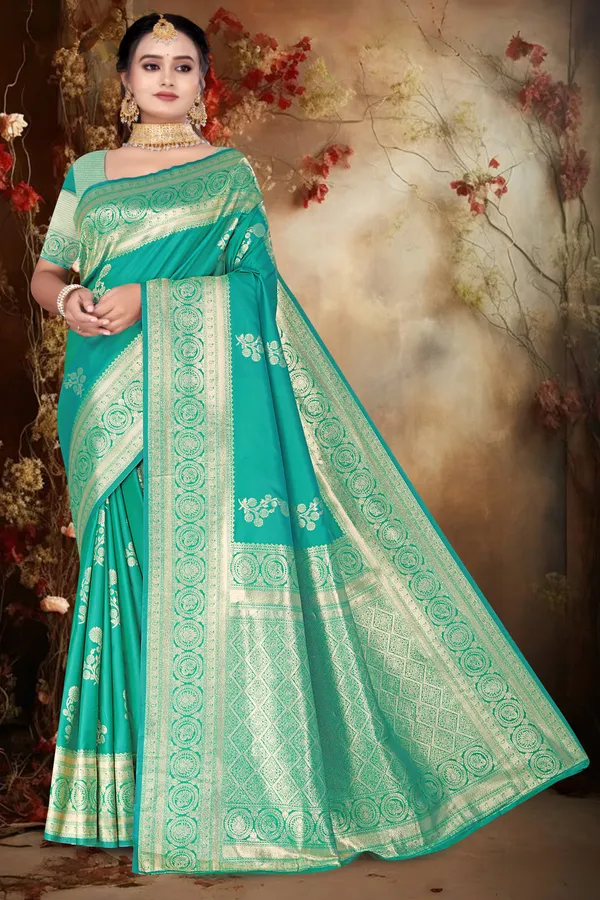 Women's_Banarasi_Art_Silk_Saree_–_rama_green_Festive_Wear_Saree_with_Heavy_Woven_Golden_Zari_Border_and_Blouse_Piece