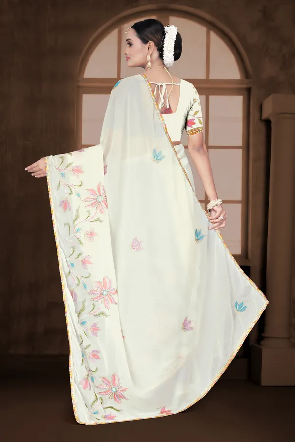Women's_WHITE_Floral_Embroidered_Saree_–_Festive_Wear_Star_Georgette_Saree_with_Matching_Blouse_Piece