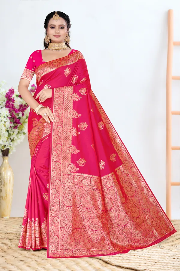 Women's_Banarasi_Art_Silk_Saree_–_bridel_pink_Festive_Wear_Saree_with_Heavy_Woven_Golden_Zari_Border_and_Blouse_Piece