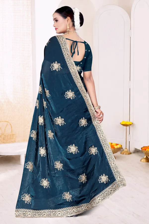 Women's_Peacock_Blue_Saree_–_Festive_Wear_Silk_Blend_Saree_with_Heavy_Zari_Embroidery_and_Blouse_Piece