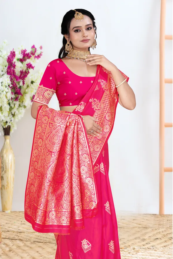 Women's_Banarasi_Art_Silk_Saree_–_bridel_pink_Festive_Wear_Saree_with_Heavy_Woven_Golden_Zari_Border_and_Blouse_Piece