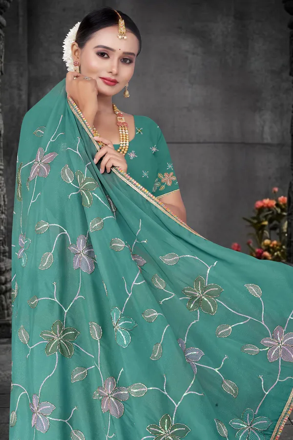 Women's_FIROZI_Floral_Embroidered_Saree_–_Festive_Wear_Star_Georgette_Saree_with_Matching_Blouse_Piece