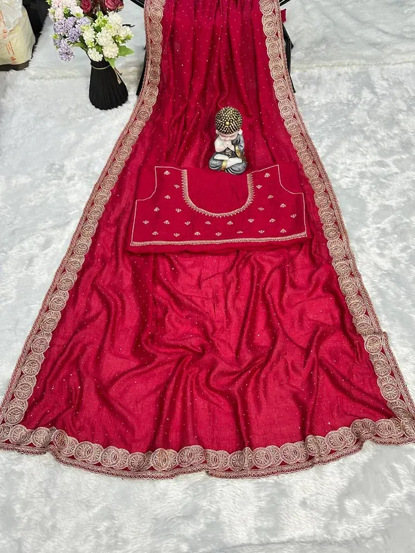 Pink_Vichitra_Silk_Saree_For_Women