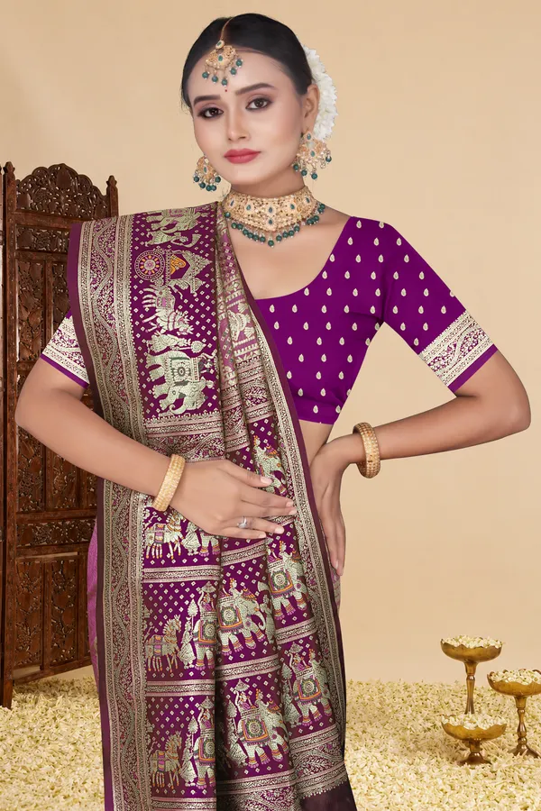 Women's_Banarasi_Art_Silk_Saree_–_LOVENDER_Festive_Wear_Saree_with_Heavy_Zari_Border_and_Blouse_Piece