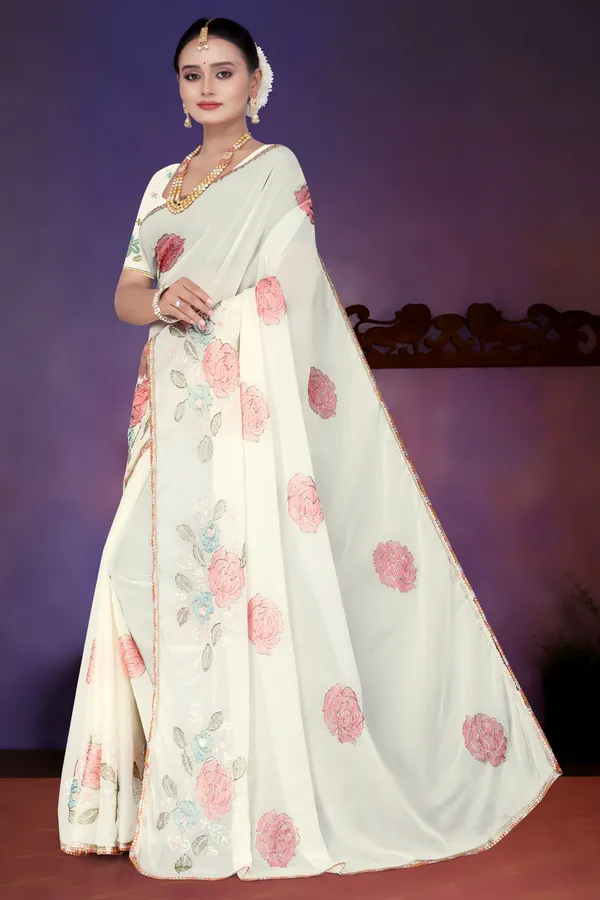 Women's_WHITE_Floral_Embroidered_Saree_–_Festive_Wear_Star_Georgette_Saree_with_Matching_Blouse_Piece