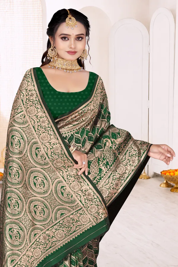 Women's_Banarasi_Art_Silk_Saree_–_dark_green_Festive_Wear_Saree_with_Heavy_Woven_Golden_Zari_Pallu_and_Blouse_Piece