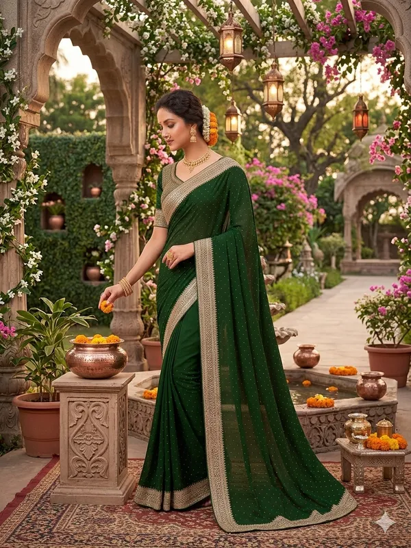 Green_Vichitra_Silk_Saree_For_Women