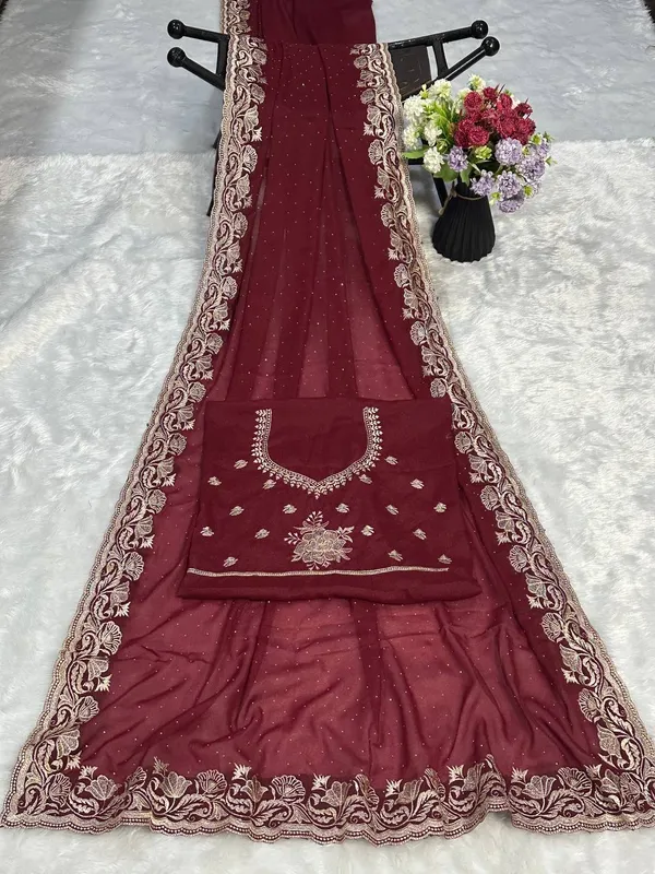 Maroon_Star_Star_Georgette_Saree_For_Women