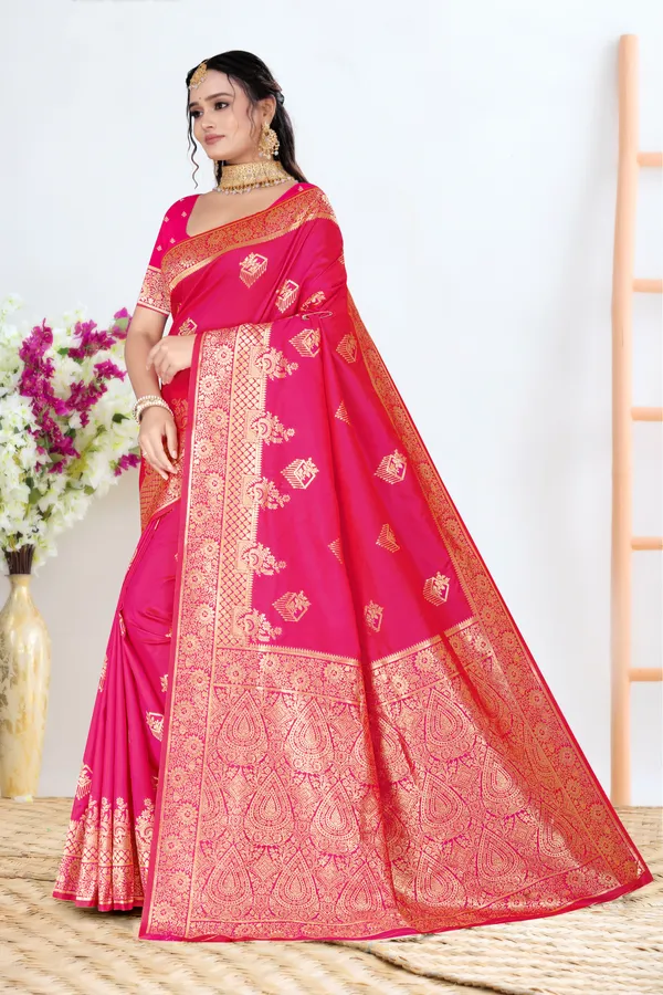Women's_Banarasi_Art_Silk_Saree_–_bridel_pink_Festive_Wear_Saree_with_Heavy_Woven_Golden_Zari_Border_and_Blouse_Piece