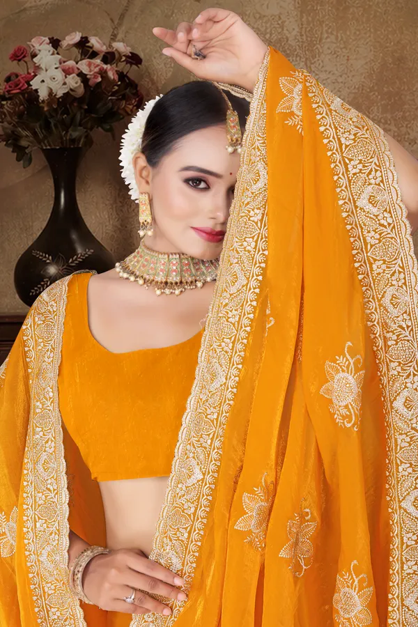 Women's_Haldi_Yellow_Saree_–_Festive_Wear_Silk_Blend_Saree_with_Heavy_Silver_Zari_Embroidery_and_Blouse_Piece
