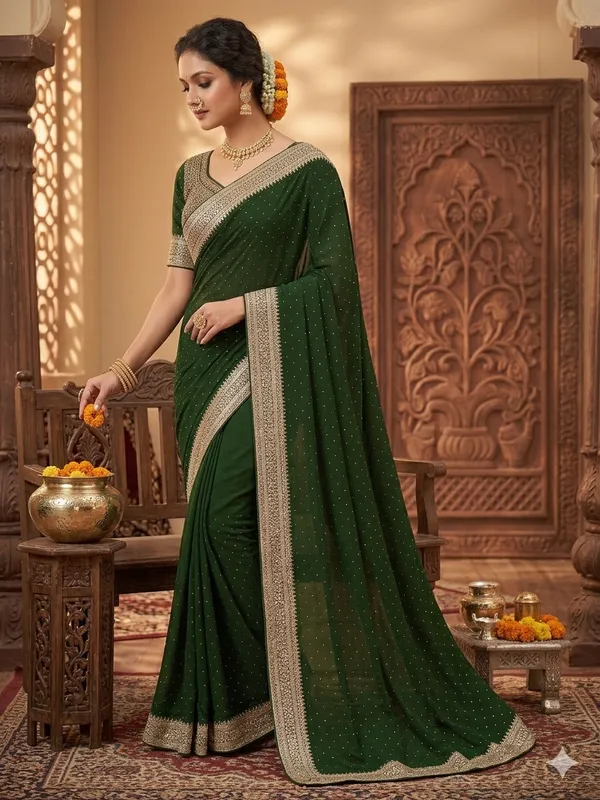 Green_Vichitra_Silk_Saree_For_Women