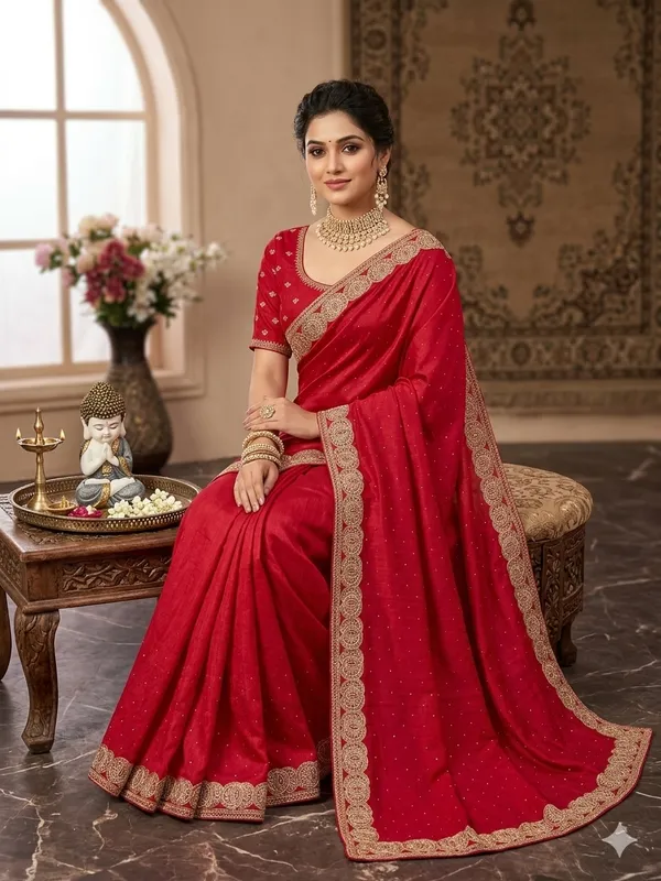 Pink_Vichitra_Silk_Saree_For_Women
