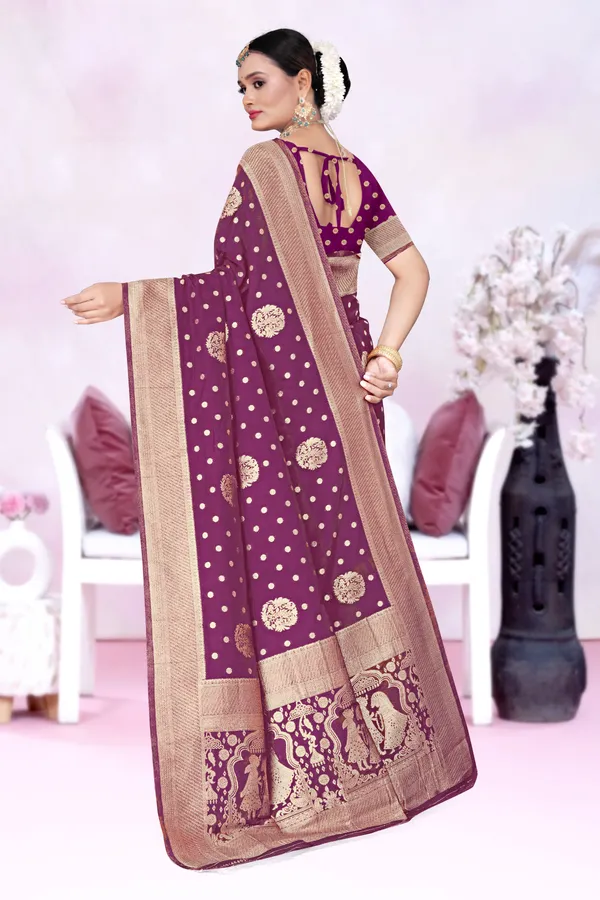 Women's_Banarasi_Art_Silk_Saree_–_Wine_Purple_Festive_Wear_Saree_with_Rich_Golden_Zari_Border_and_Blouse_Piece