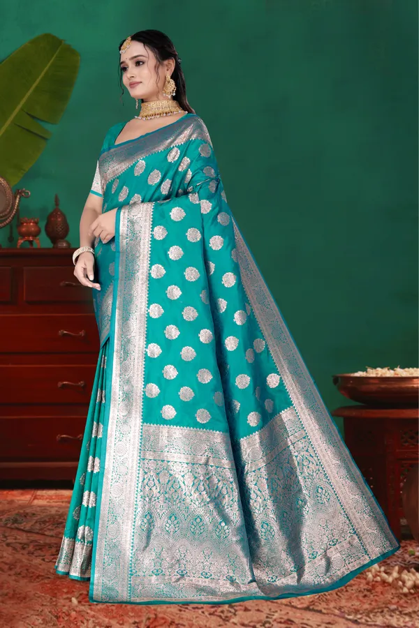 Women's_Banarasi_Art_Silk_Saree_–rama_green_Festive_Wear_Saree_with_Heavy_Woven_Golden_Zari_Border_and_Blouse_Piece