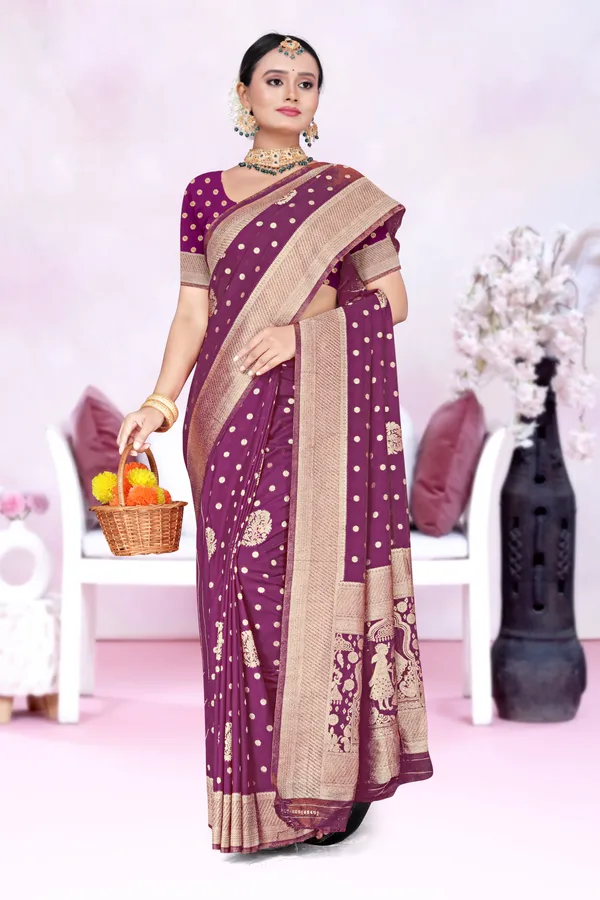 Women's_Banarasi_Art_Silk_Saree_–_Wine_Purple_Festive_Wear_Saree_with_Rich_Golden_Zari_Border_and_Blouse_Piece
