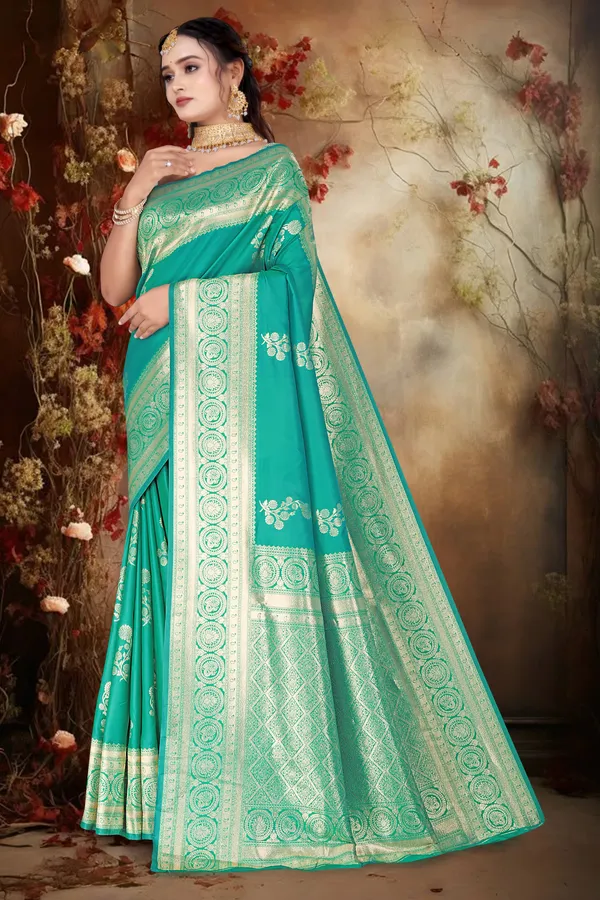 Women's_Banarasi_Art_Silk_Saree_–_rama_green_Festive_Wear_Saree_with_Heavy_Woven_Golden_Zari_Border_and_Blouse_Piece
