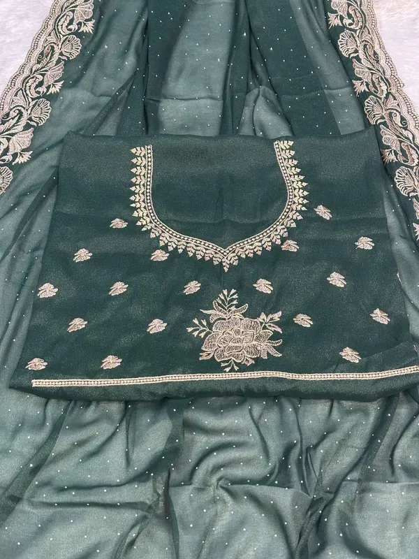 Green_Star_Star_Georgette_Saree_For_Women