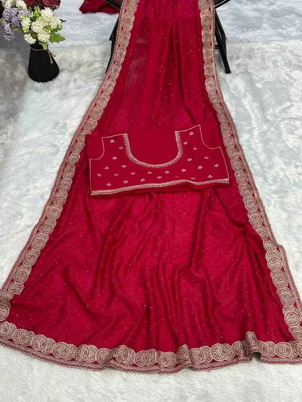 Pink_Vichitra_Silk_Saree_For_Women