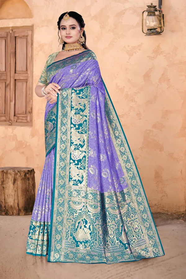 Women's_Banarasi_Art_Silk_Saree_–_Light_Purple_&_Teal_Blue_Festive_Wear_Saree_with_Heavy_Woven_Golden_Zari_Border_and_Blouse_Piece.