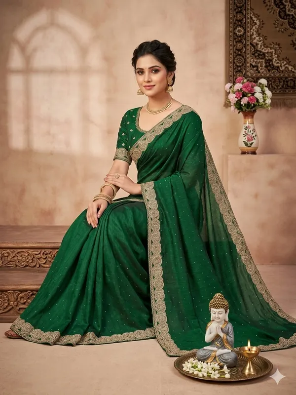 Green_Vichitra_Silk_Saree_For_Women