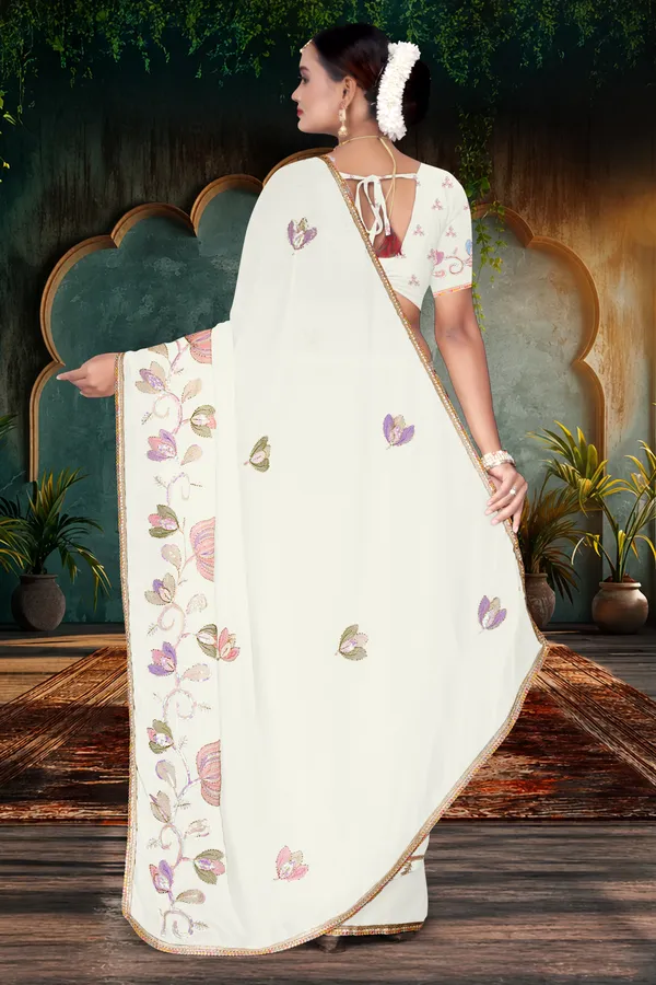 Women's_WHITE_Floral_Embroidered_Saree_–_Festive_Wear_Star_Georgette_Saree_with_Matching_Blouse_Piece