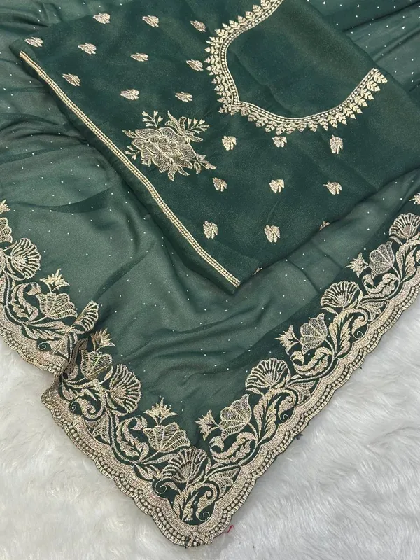Green_Star_Star_Georgette_Saree_For_Women