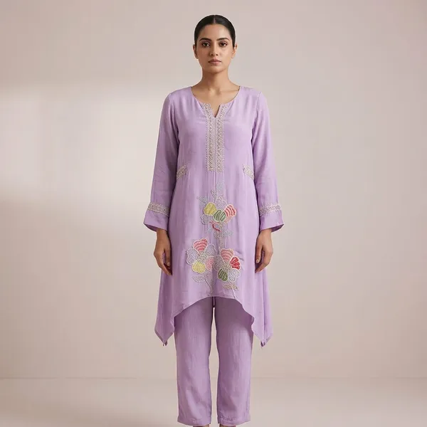 Lavender_Crepe_Embroidered_Co-Ord_Set_For_Women
