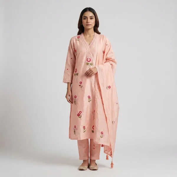 Pink_Raw_Silk_Embroidered_Floral_Kurta_Set_With_Dupatta_For_Women