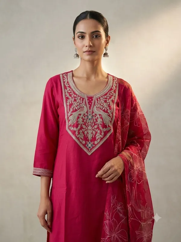Pink_Embroidered_South_Silk_Kurta_Set_With_Dupatta_For_Women