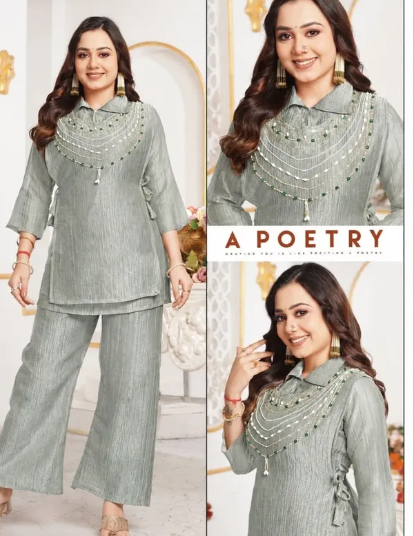 Women's_Textured_Co-Ord_Set_with_Layered_Beaded_Neckline