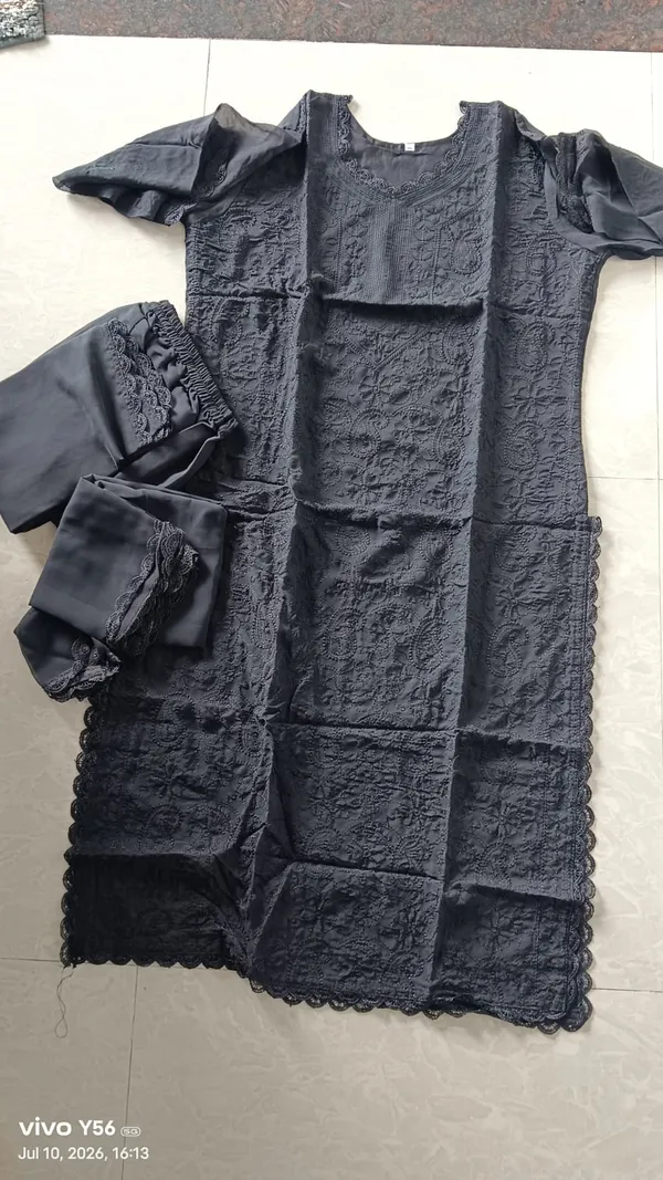Black_Chikankari_Embroidery_Kurta_With_Pant_And_Dupatta_For_Women
