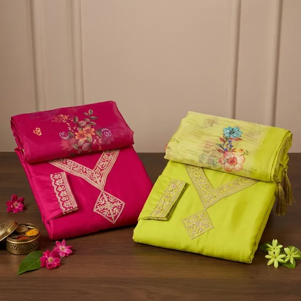 Pure_Cotton_Embroidered_Kurta_Set_Duo_Pink_And_Green
