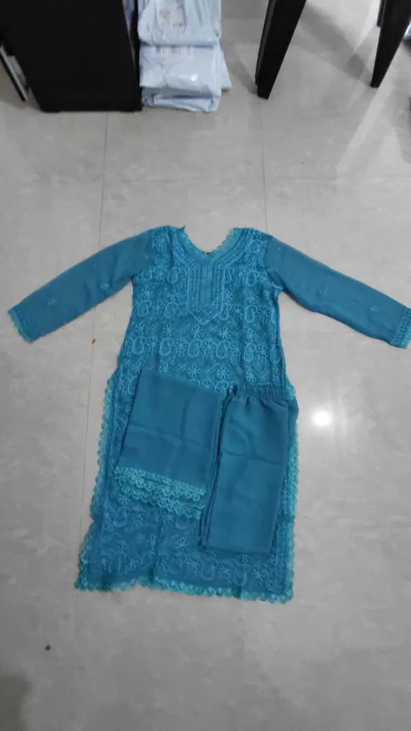 Teal_Chikankari_Embroidery_Kurta_With_Pant_And_Dupatta_For_Women