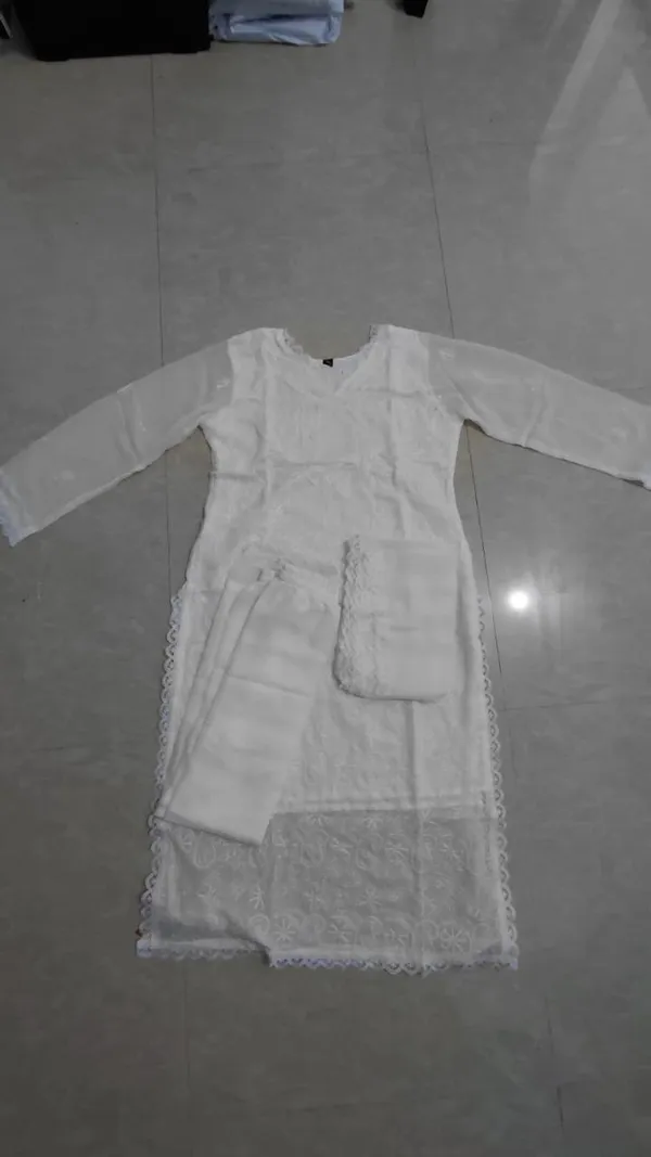 White_Chikankari_Embroidery_Kurta_With_Pant_And_Dupatta_For_Women