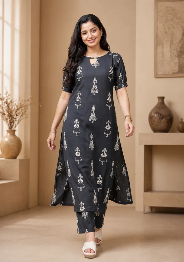 Women_Black_Rayon_Printed_Kurta_Pant_Set_Elegant_Ethnic_Kurti_Pant_Set_Daily_Wear_And_Festive_Wear