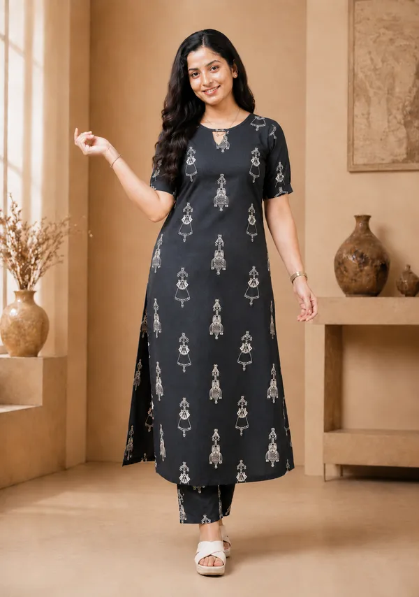 Women_Black_Rayon_Printed_Kurta_Pant_Set_Elegant_Ethnic_Kurti_Pant_Set_Daily_Wear_And_Festive_Wear