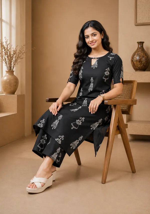 Women_Black_Rayon_Printed_Kurta_Pant_Set_Elegant_Ethnic_Kurti_Pant_Set_Daily_Wear_And_Festive_Wear