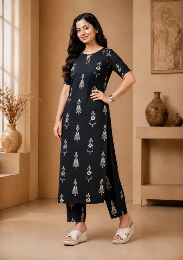 Women_Black_Rayon_Printed_Kurta_Pant_Set_Elegant_Ethnic_Kurti_Pant_Set_Daily_Wear_And_Festive_Wear