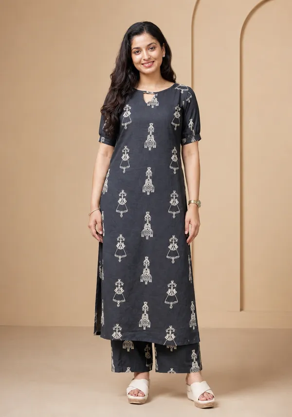 Women_Black_Rayon_Printed_Kurta_Pant_Set_Elegant_Ethnic_Kurti_Pant_Set_Daily_Wear_And_Festive_Wear