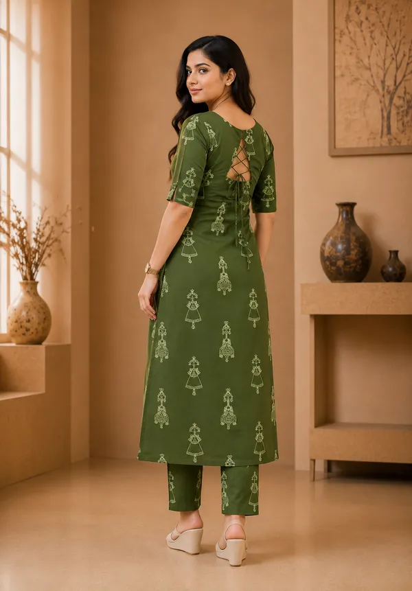 Women_Green_Rayon_Printed_Kurta_Pant_Set_Straight_Fit_Ethnic_Wear_Comfortable_Daily_Wear_Kurti_Set