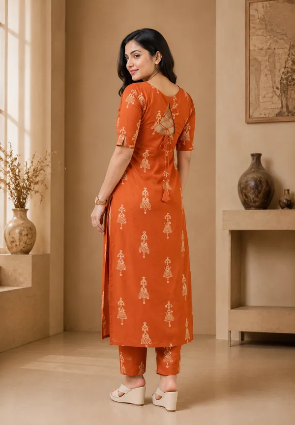 Women_Orange_Rayon_Printed_Kurta_Pant_Set_Stylish_Straight_Kurti_Pant_Set_Casual_And_Office_Wear