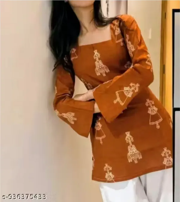 Women_Rust_Orange_Rayon_Printed_Peplum_Top_Square_Neck_Flared_Kurti_Top_Casual_Ethnic_Wear