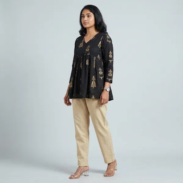Women_Black_Rayon_Printed_Peplum_Top_V-Neck_Flared_Kurti_Top_Casual_And_Party_Wear_Ethnic_Top