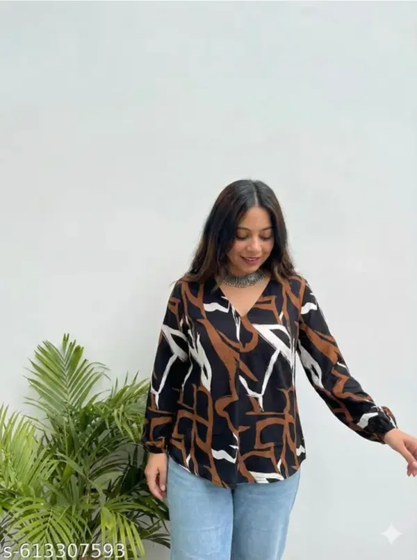 Women_Black_Abstract_Printed_V-Neck_Top_Full_Sleeve_Casual_Western_Wear_Top_For_Women