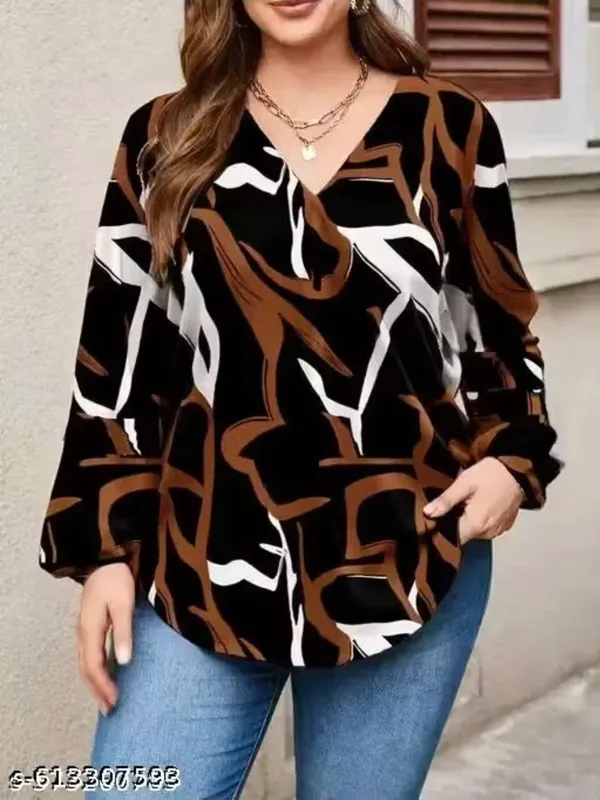Women_Black_Abstract_Printed_V-Neck_Top_Full_Sleeve_Casual_Western_Wear_Top_For_Women