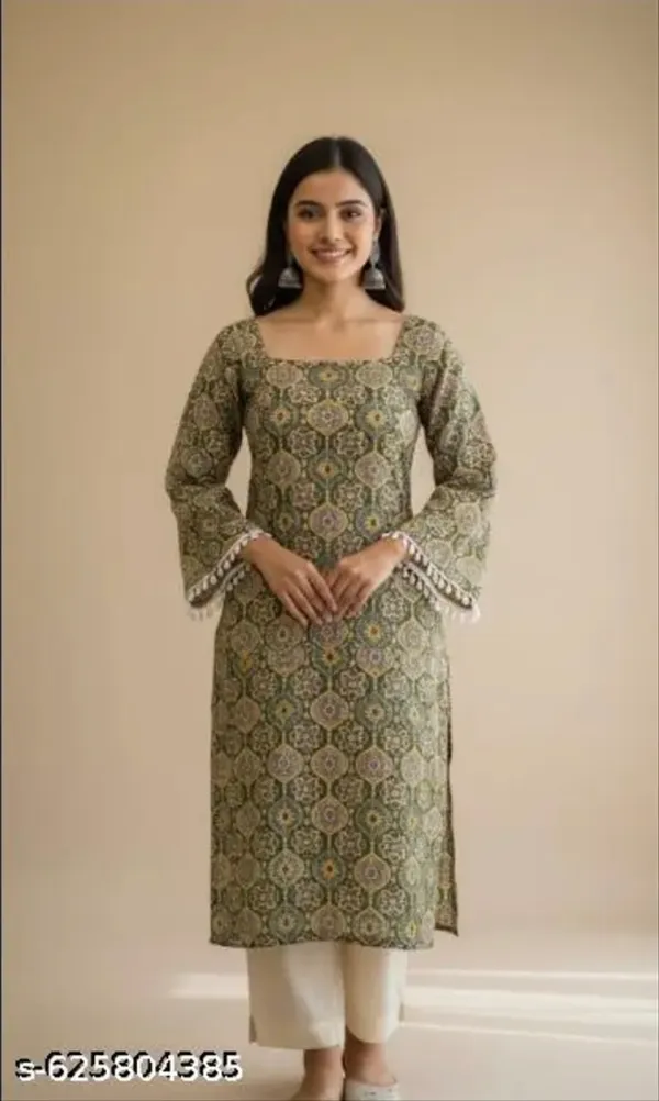 Women_Green_Printed_Rayon_Straight_Kurti_Square_Neck_Ethnic_Kurta_Casual_And_Office_Wear